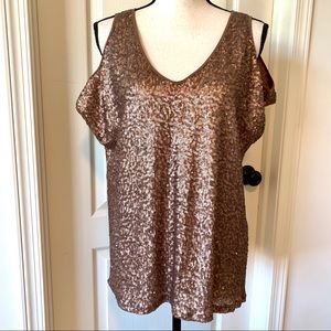 I JEANS BY BUFFALO Sequin Cold Shoulder Blouse—Med